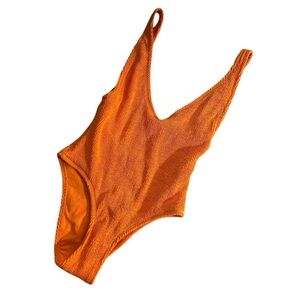 Orange one piece bathing suit